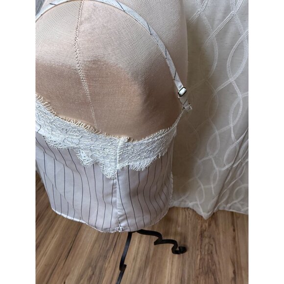 Abercrombie & Fitch Womens Striped Lace Trim Tank Top S White Navy Coquette Y2K - Picture 8 of 14